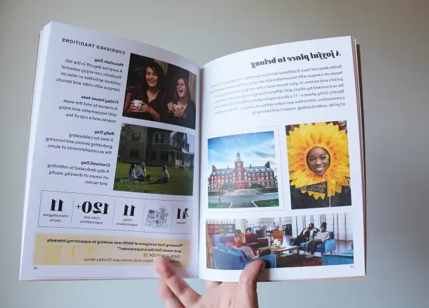 An open spread of the printed viewbook.